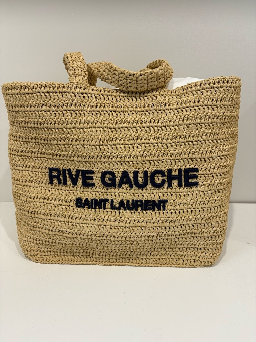 Saint Laurent Rive Gauche Raffia Tote